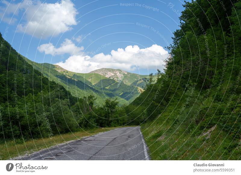 Mountain landscape along the road to Terminillo Europe Italy July Lazio Rieti Sella di Leonessa color day mountain nature photography summer travel