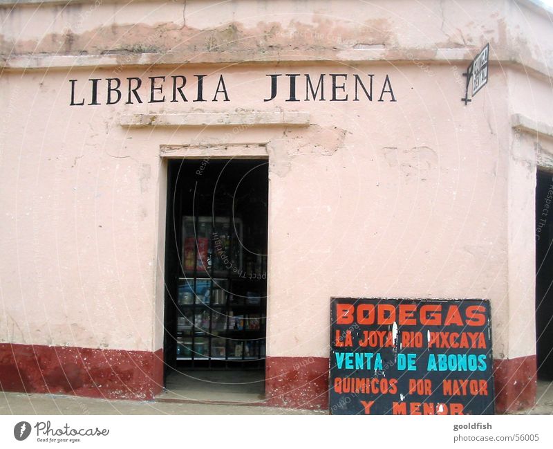 warmly welcome House (Residential Structure) Kiosk Entrance Village Red Pink Store premises Welcome Ruin Wall (building) Central America Guatemala Old old house