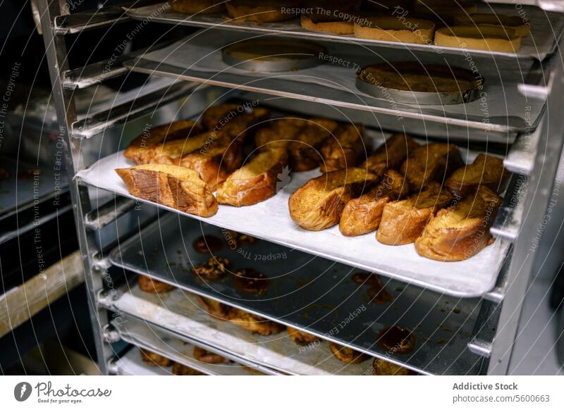 Tray of french toast in pastry shop bread food bakery delicious wheat tray breakfast fresh organic sweet meal snack tasty croissant flour store grain butter