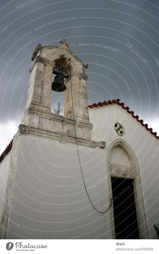 menacingly Bell Clouds Rescue Crete Religion and faith Threat Wide angle Rain Thunder and lightning Fear Sadness