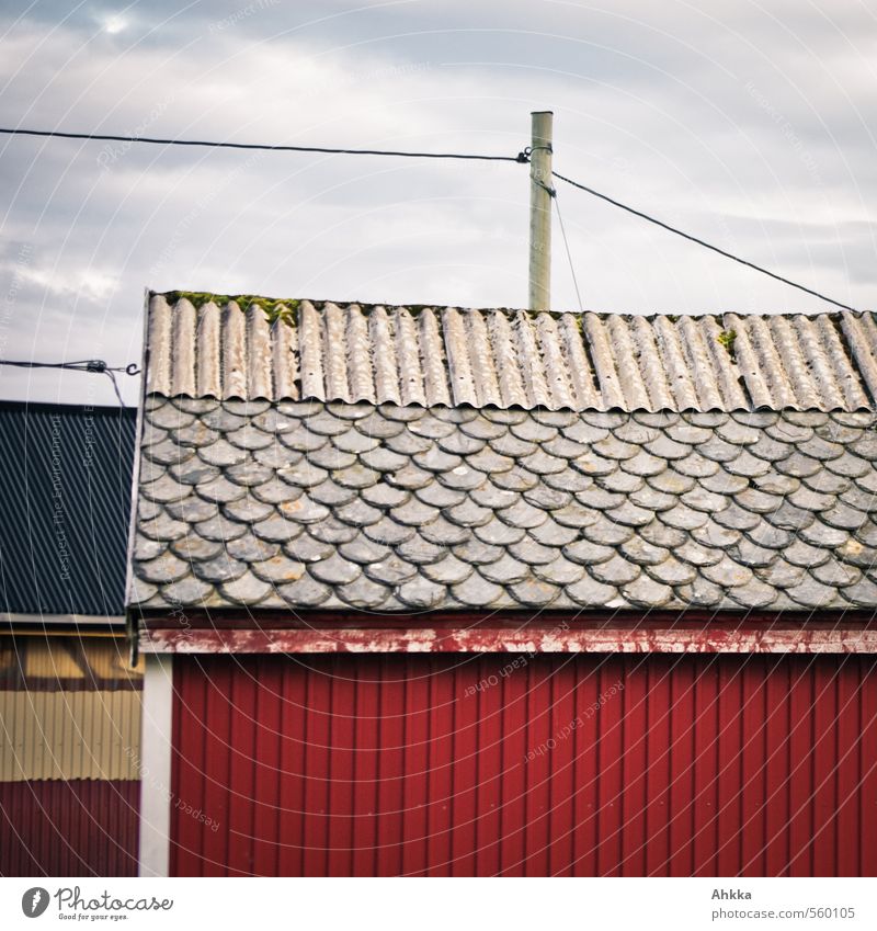 201 parts Fishing village Deserted House (Residential Structure) Hut Wall (barrier) Wall (building) Roof Eaves Antenna Authentic Sharp-edged Red Moody Bravery