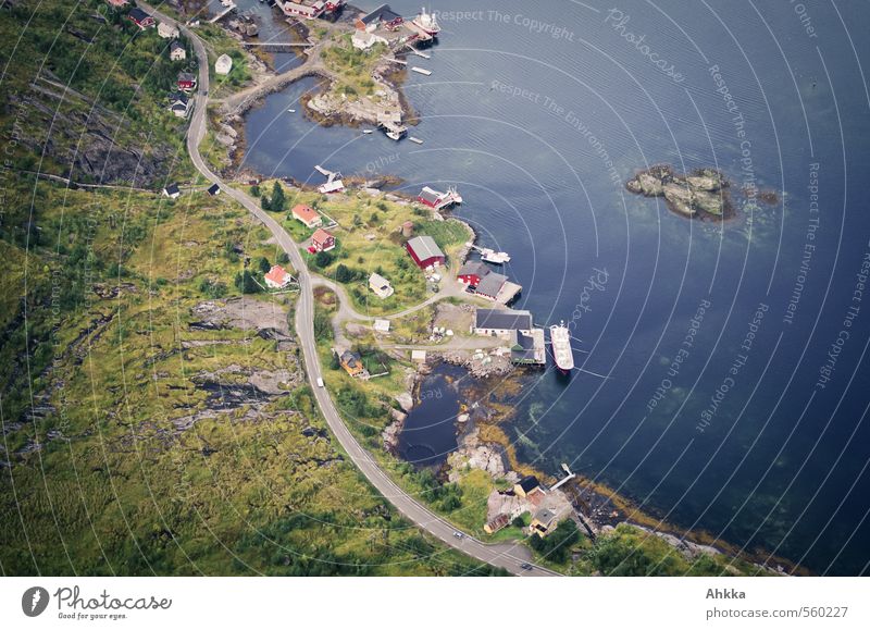 symbiosis Nature Landscape Meadow Coast Ocean Village Fishing village Deserted Traffic infrastructure Road traffic Lanes & trails Road junction Fishing boat