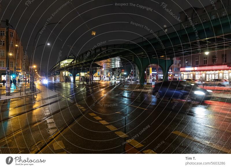 Schönhauser Allee night winter Berlin Prenzlauer Berg Colour photo Downtown Capital city Old town Town Exterior shot Architecture viaduct Mono rail Night