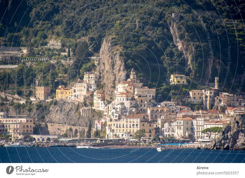 City by the sea Italy Wanderlust Mediterranean Ocean Steep Mediterranean sea Picturesque rocky Panorama (View) Overview Village coast Protection Bay idyllically