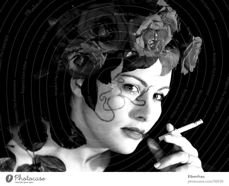 rose smoke Rose Fantasy literature rosy-headed Smoke Smoking Black & white photo