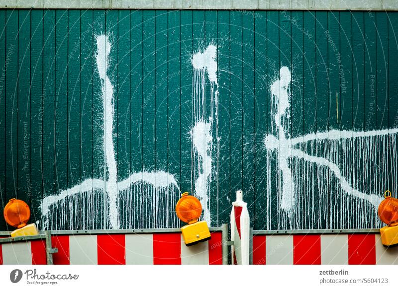 Construction site with spray, slight return Architecture Berlin Office city Germany Facade Window Worm's-eye view Building Capital city