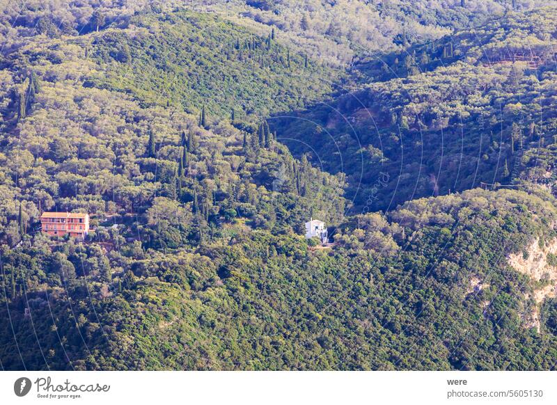 View in the evening under a blue sky over the bay and the sea near Paleokastrtitsa on the island of Corfu Beaches Byzantine churches Corfu Town