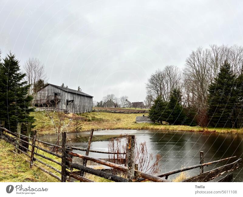 Historical farm in New Ross Nova Scotia Farm rainy historical Wet Pond barn rustic country rural farmland