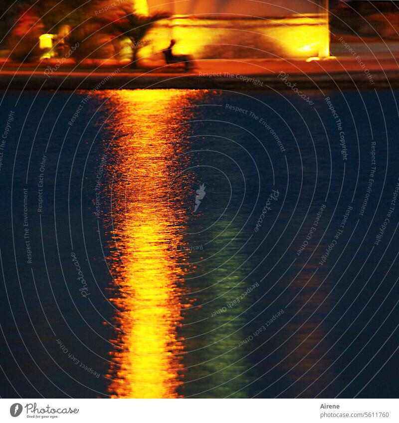 lonely in the evening Light (Natural Phenomenon) Reflection Colour noise Water reflection Red Illuminate Contrast Black Yellow rays golden Meditation nightly