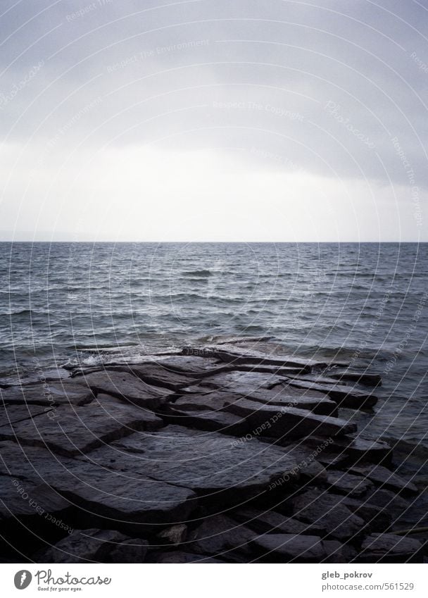 Doc #water Water Cloudless sky Horizon Summer Storm Wind Waves Coast Beach Stone Dark Blue Gray Colour photo Exterior shot Deserted Isolated Image