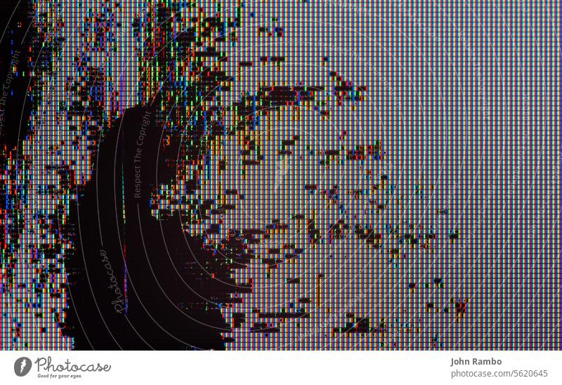 broken color lcd screen high magnigication shot with visible leakage of crystals magnification electronic display black crack device damage pattern computer