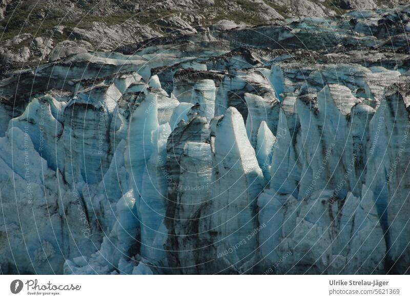 Alaska | Glacier Bay | Formations of blue glacier ice Ice formations Iceberg iced lump melting Wild Climate change Wilderness Blue Cold Frost Water Termination