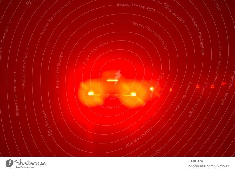 Traffic jam in the fog car Rear light Stagnant traffic Brake light Highway Full road Transport Street Dark Night Car Motoring Road traffic