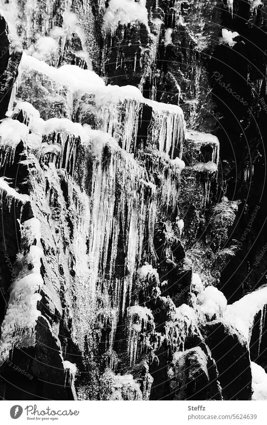 Icy waterfall in Iceland East Iceland Waterfall Cold chill icy cold quick-frozen Frost freezing cold Freeze Frozen iced iceland Icelandic Climate Weather