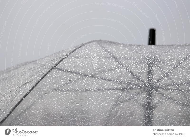 rain protection Umbrella Umbrellas & Shades Rain raindrops Rainy weather Drops of water Transparent rain shelter Wet Gray Dreary rainy Weather out rainy day