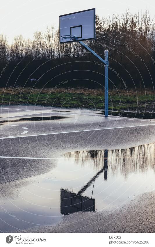 Basketball court on a winter day with no people Winter vacation Winter sports Winter mood competition basketball court Basketball arena playing park training