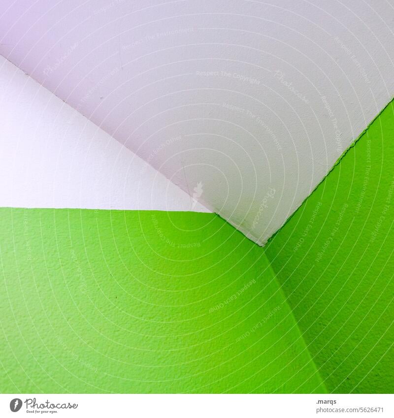 lime Limone Sharp-edged Simple Minimalistic Geometry Modern Background picture Illustration White Design Detail Green Bright Bright green Interior design Corner