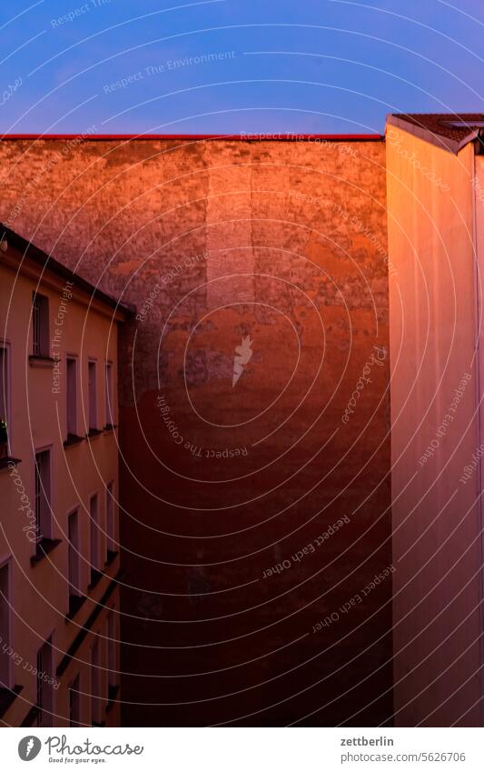 Evening light in the backyard again Old building Architecture on the outside Berlin Fire wall city Facade Window Building Capital city