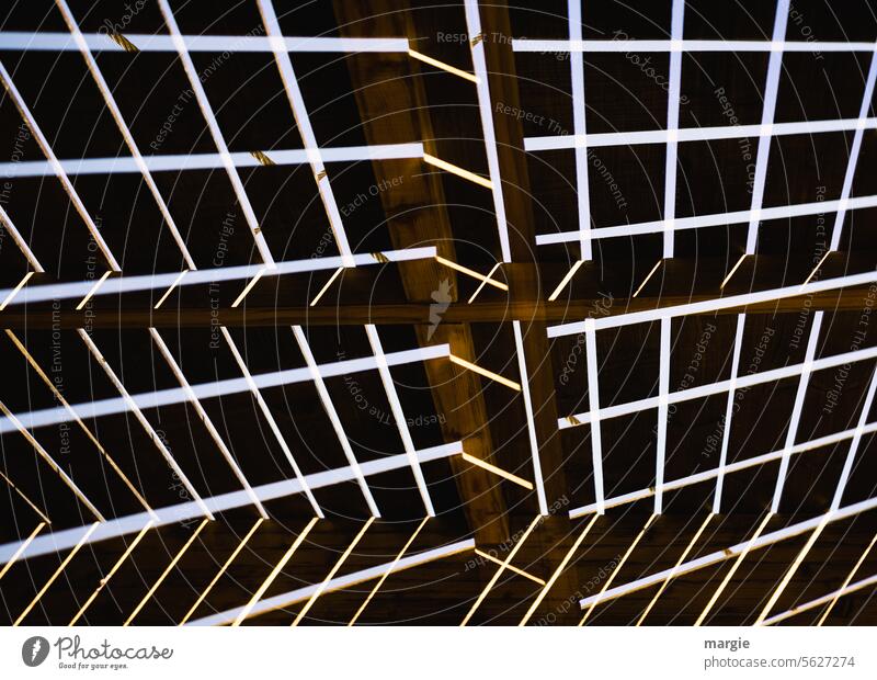 View of the wooden ceiling graphically absrakt Wood Wooden ceiling lines strokes check pattern Light Shadow Pattern Structures and shapes Contrast Line Stripe