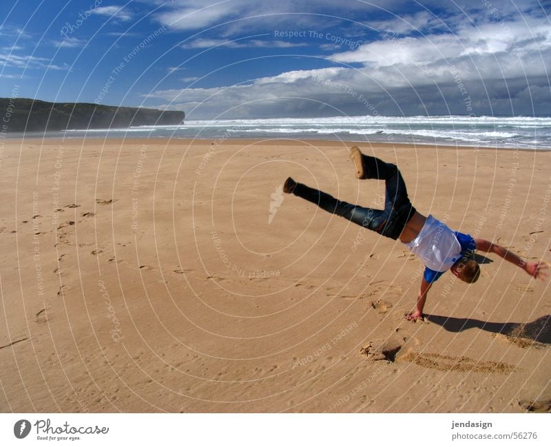 Bicycle on the beach Summer Portugal Algarve Ocean Atlantic Ocean Waves Leisure and hobbies Happiness Sand Weather Sports Freedom Exuberance Happy