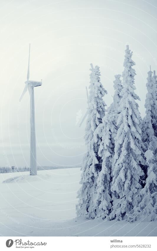 Snow-covered Erzgebirge tree pyramids with impeller wheel winter landscape snowy Pinwheel Winter mood Winter's day Snowscape snow-covered Erz Mountains