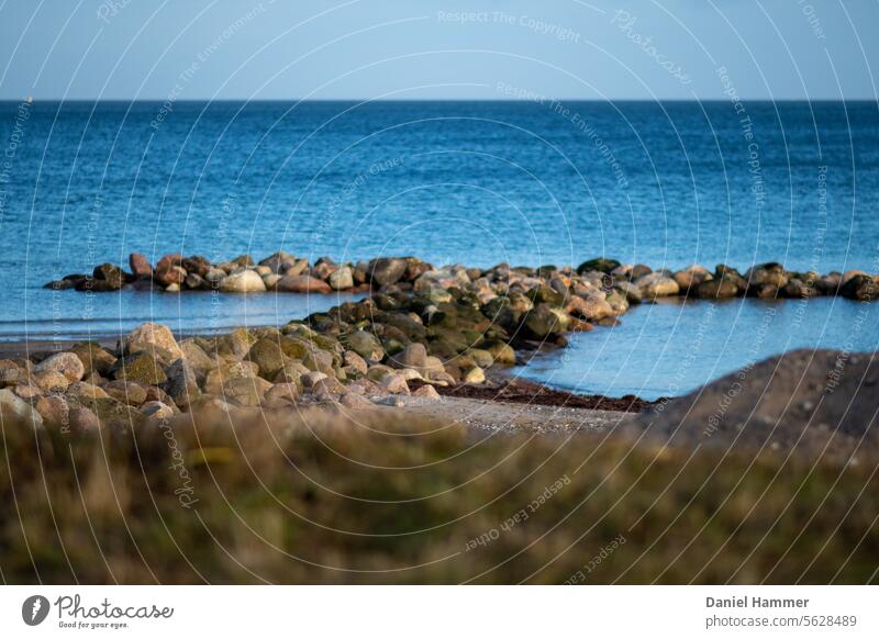 Baltic Sea beach with breakwater made of boulders in December Baltic coast Ocean Beach Nature Vacation & Travel Landscape Water Relaxation Sky Tourism Clouds