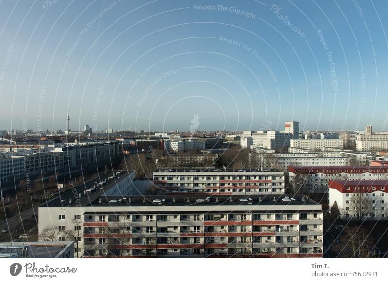 View from a high-rise building in Berlin Lichtenberg Colour photo Winter Facade House (Residential Structure) Architecture Building Window Town Capital city