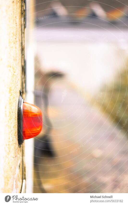 Old blinker on an old van Indicator light To one side car Sign signal announce Transport Street Driving Navigation Direction show direction