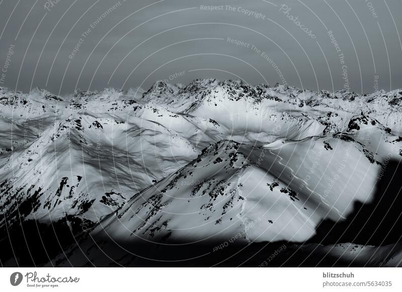 Gentle Alps in black and white Panorama (View) Freedom Switzerland Grisons Vacation & Travel Winter mood Tourism Ski resort lenzerheide Swiss Alps Snow Rock