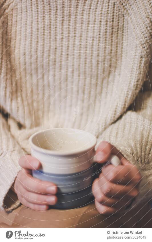 enjoy a coffee for breakfast Coffee cup in the hands Breakfast Good morning Good mood kind Bright Coffee break To have a coffee Contentment Young woman stop