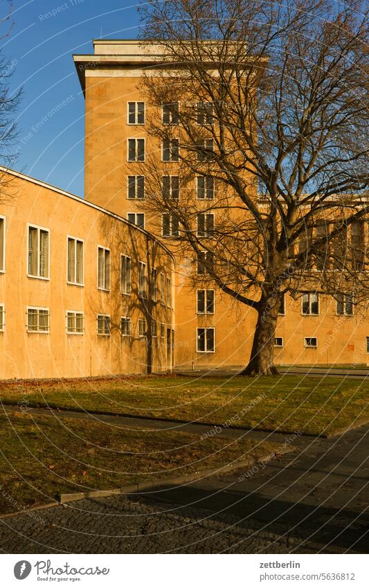 Tempelhof Airport, side wing Old building Architecture on the outside Berlin Office city Germany Facade Window Building Capital city