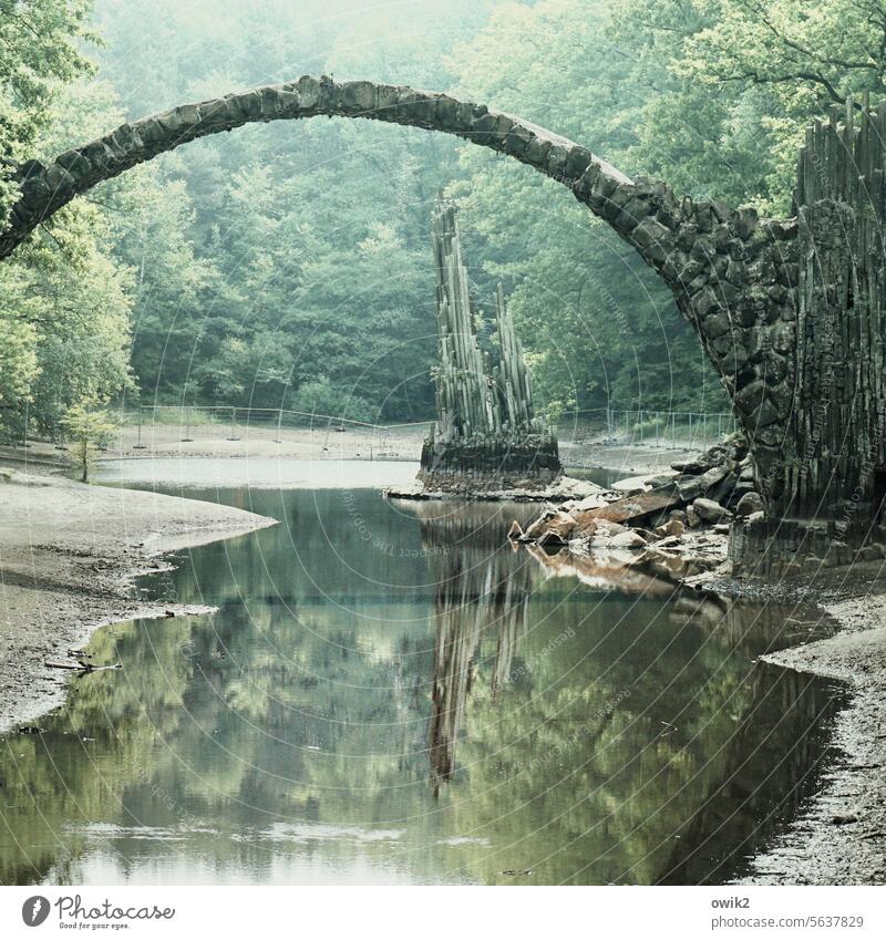 archway Arched bridge Tourist Attraction Kromlauer Park Crazy Bizarre Historic Pond Landmark Manmade structures Idyll Round Detail Art Glittering Famousness