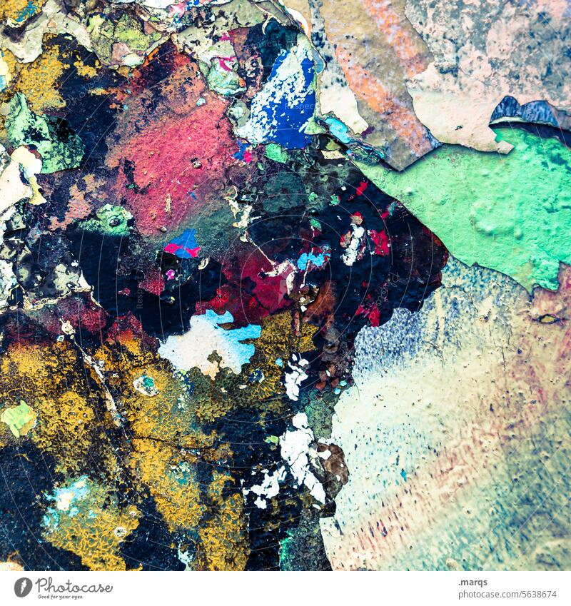 Colourful hustle and bustle Abrasion Crack & Rip & Tear Crazy Part Damage Flake off Change bequest Contrast Remains Past Destruction Ravages of time Derelict