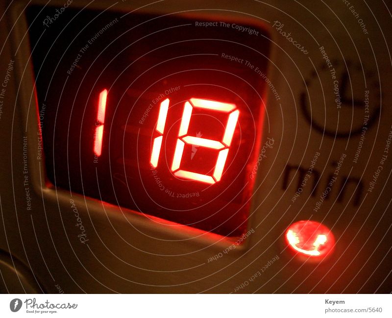 118 minutes? Clock Digits and numbers Red Microwave Kitchen Electrical equipment Technology Digital photography Time