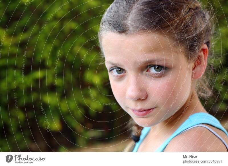 look me in the eye, little one. Looking into the camera portrait Face cute Innocent Infancy Girl timid Cute Observe Hair and hairstyles Emotions naturally