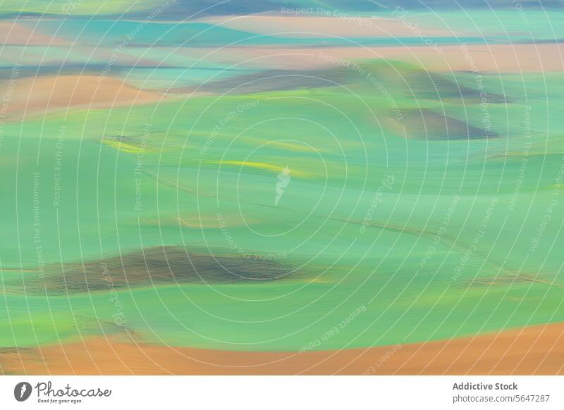 Soft abstract landscape of rolling hills with delicate green and beige hues, evoking a serene pastoral scene Abstract soft artistic tranquil peaceful