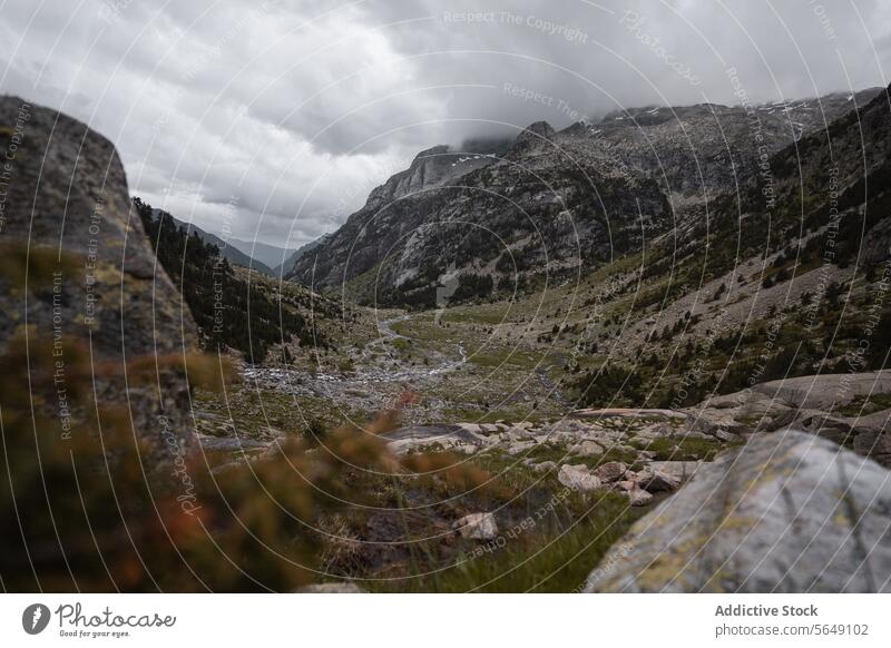 Amazing view of mountains under cloudy sky Mountain Landscape Nature Majestic Valley Picturesque Highland Scenery Range National Park Cloudy Sky Spain