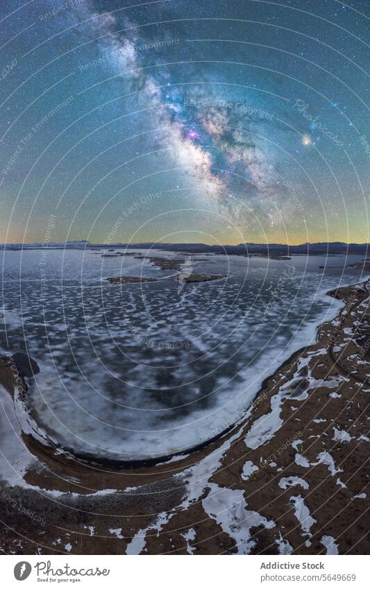 Starry sky over Vatnajokull National Park in winter iceland national park starry night milky way landscape natural beauty astronomy stars galaxy nature