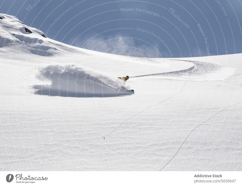 From below of Unrecognizable Snowboarder in action enjoying vacation on snowy mountain in Zermatt against blue sky Tourist Sport Mountain Slope Vacation Action