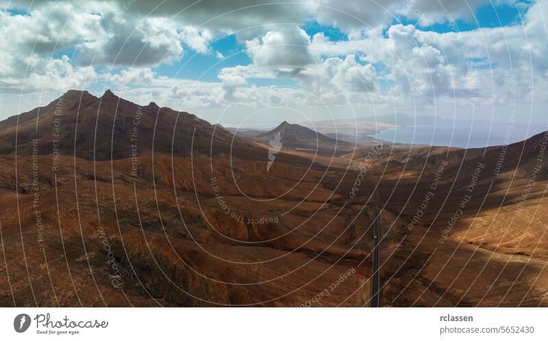 View over desert landscape of Fuerteventura, Canary islands wilderness national park tourism atlantic island spain sand dune fuerteventura canary islands