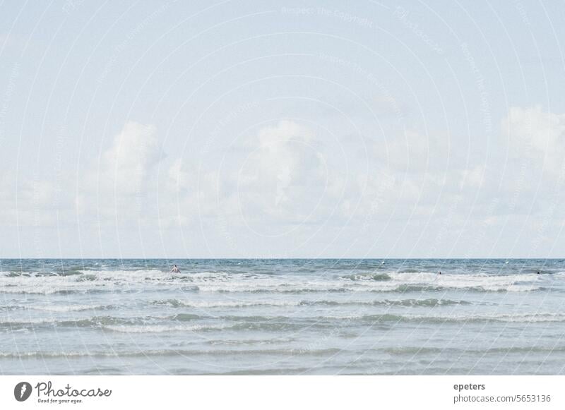 View of the North Sea on a warm summer's day with a swimmer in the distance Summer North Sea holiday North Sea coast Vacation & Travel Relaxation Ocean Beach