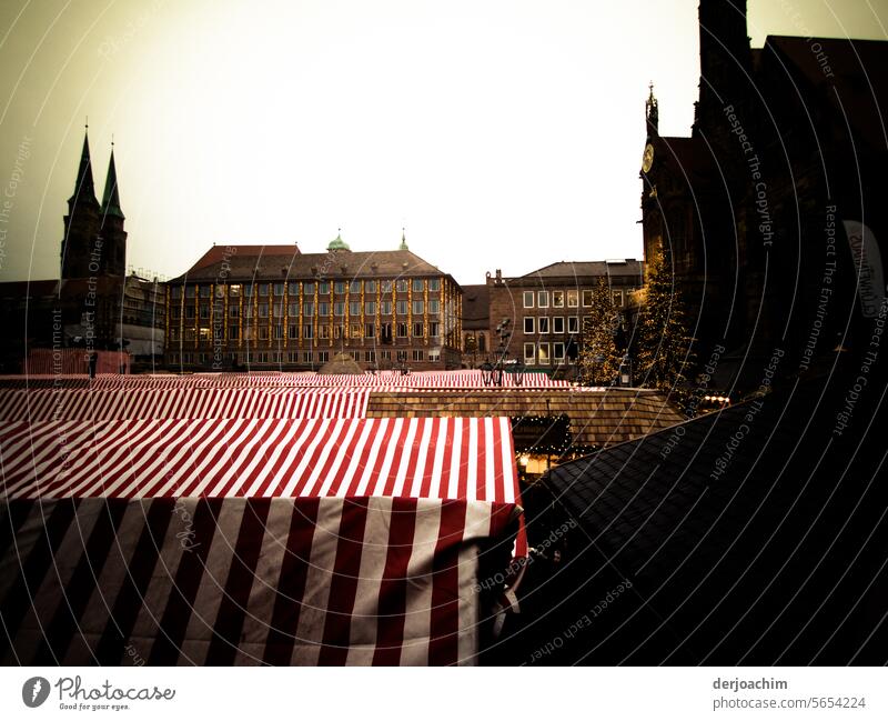 The covered market stalls in Nuremberg await the rush of visitors. Market stall Nutrition Food Organic produce Vegetarian diet Delicious Farmer's market