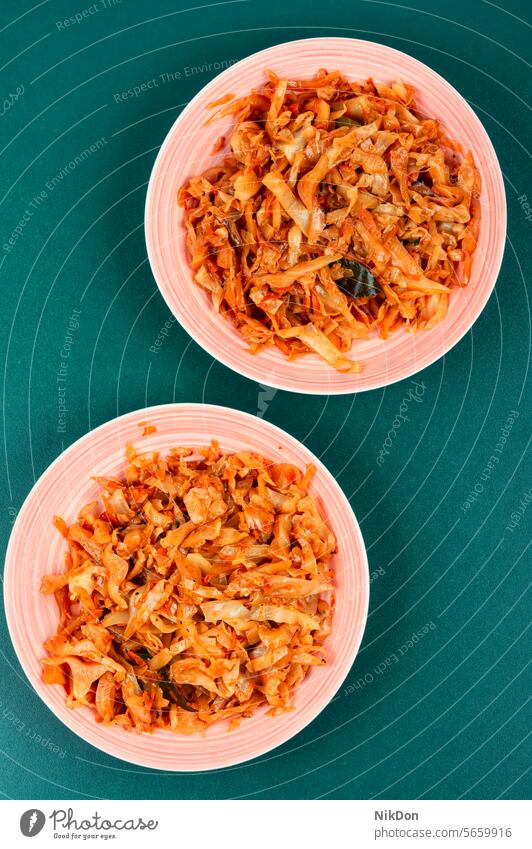 Traditional stewed cabbage. sauerkraut vegetable traditional polish cuisine fried bowl recipe dietary kitchen fried cabbage hot top view vegan ragout German