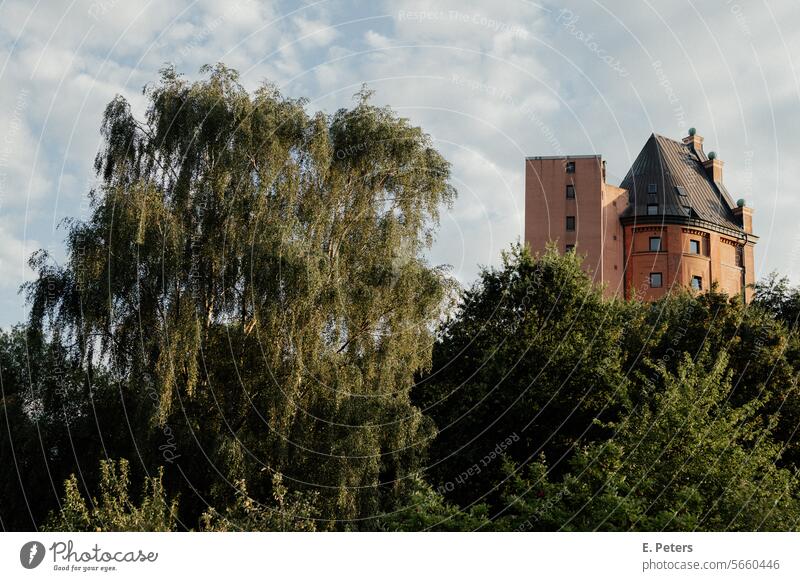 Historic Stellingen water tower from 1912 with extension Water tower Building Summer Hamburg Eimsbüttel Eimsbüttel City Park condos Architecture Tower Sky