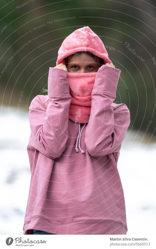 Blonde woman in winter context with casual clothes. attractive background beautiful beauty blonde caucasian checkered clothing cold cool cute face fashion