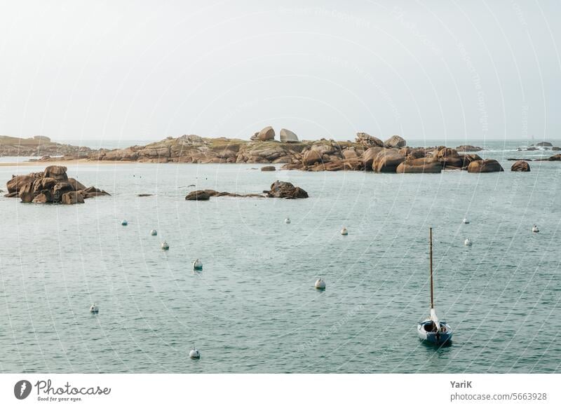 Brittany - split rock Blue Rock France Maritime To go for a walk Place of longing Stony Comforting sunshine fishing stones vacation seashells Beach