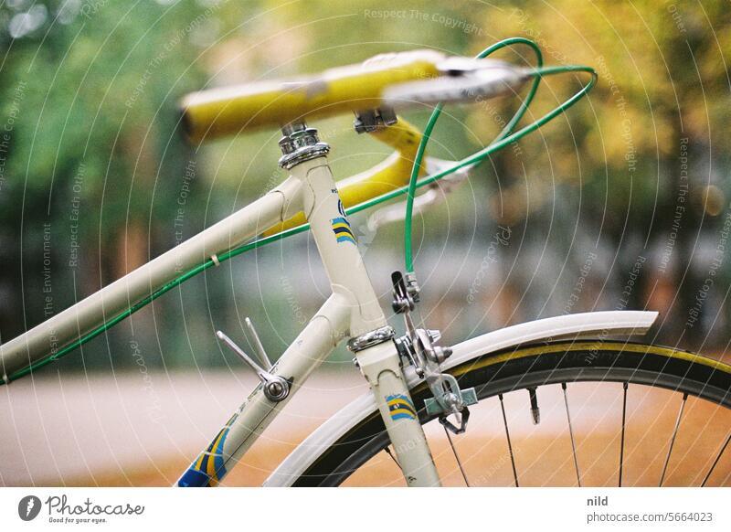 Steel frame love Analogue photo Kodak Bicycle vintage Racing cycle city bike Vintage bicycle steel frame 80s Athletic Lifestyle Leisure and hobbies Cycling