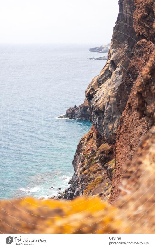 Madeira coast Portugal Water Rock Ocean Cliff break-off edge depth blue water vacation Vacation mood Relaxation rock ocean North Atlantic Hiking Nature Stone