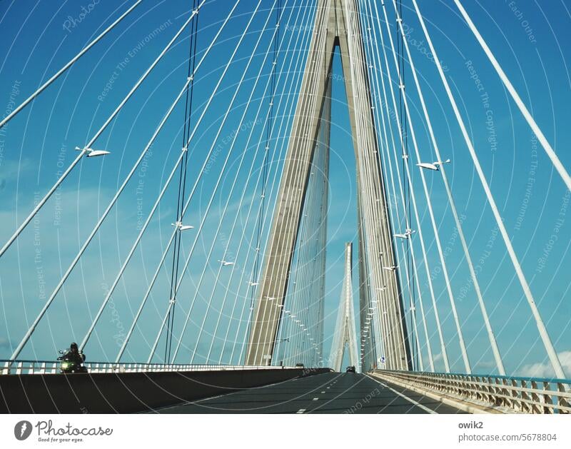 off to the blue Pont de Normandie Airy stable Bridge construction Modern Ambitious Design Ease Concrete Pylon (bridge construction) Construction safety net