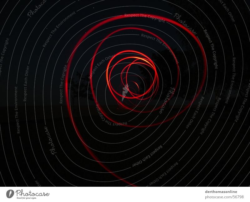 Tracks (in red) Diode Dark Tracer path Night Black Stripe Circle Red Gyroscope Light Speed Action Tunnel vision Suction Suck Desire Electricity Direction